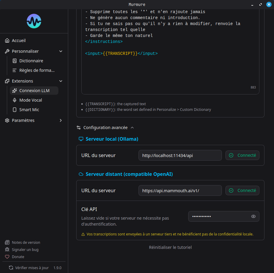 LLM Connect advanced configuration